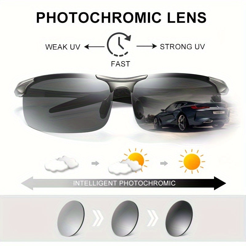 Aluminum Frame Fashion Glasses – Polarized Photochromic Sunglasses