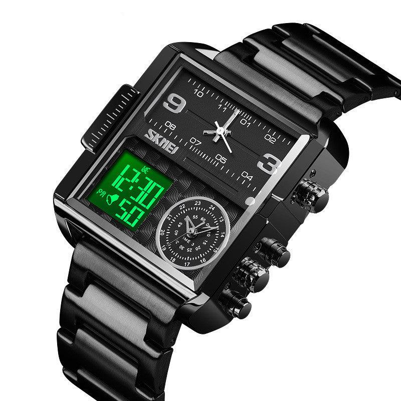 Skmei square 3 time Analog Digital 41mm dial watch for Men 1584 Original