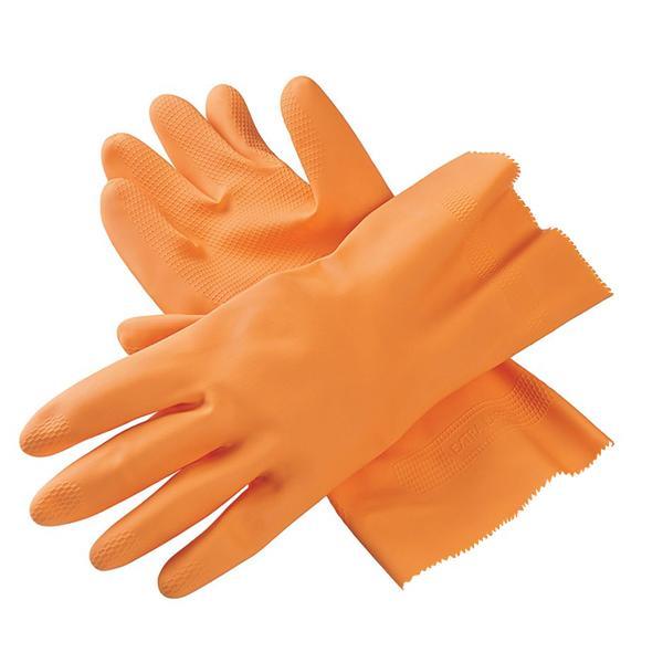 '- Cut Glove Reusable Rubber Hand Gloves (Orange) - 1 pc