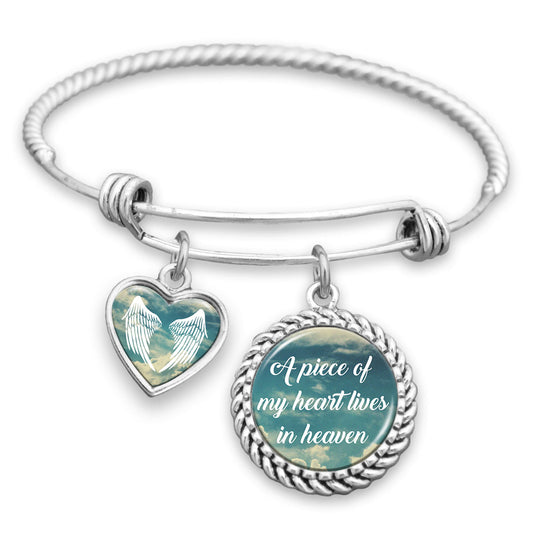 A Piece Of My Heart Lives In Heaven Charm Bracelet
