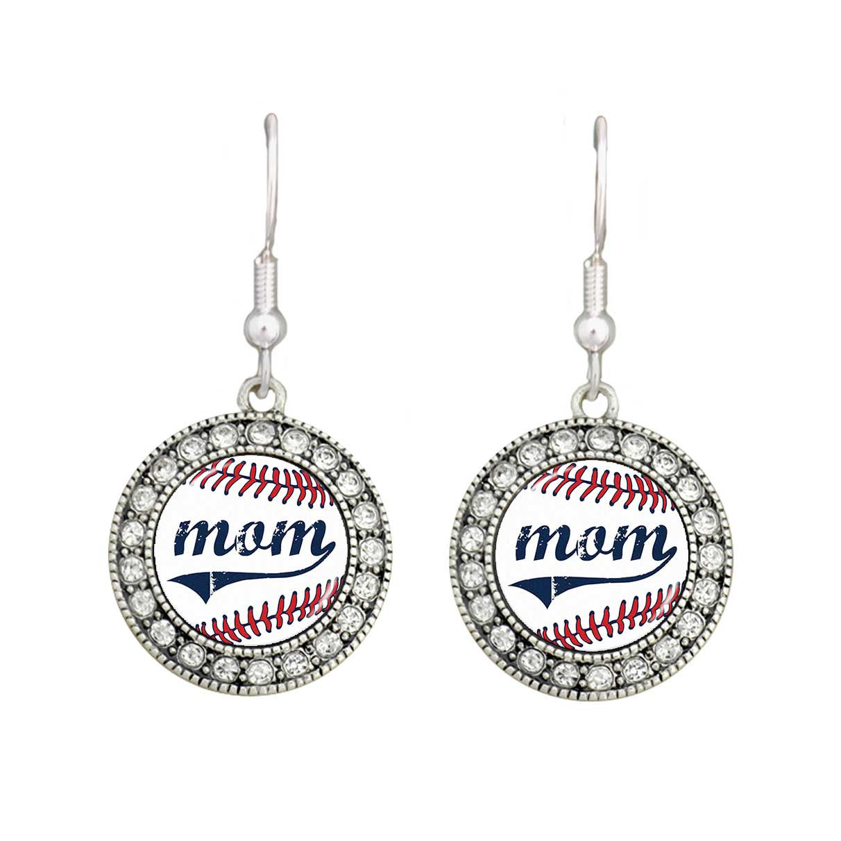 Baseball Mom Crystal Circle Earrings