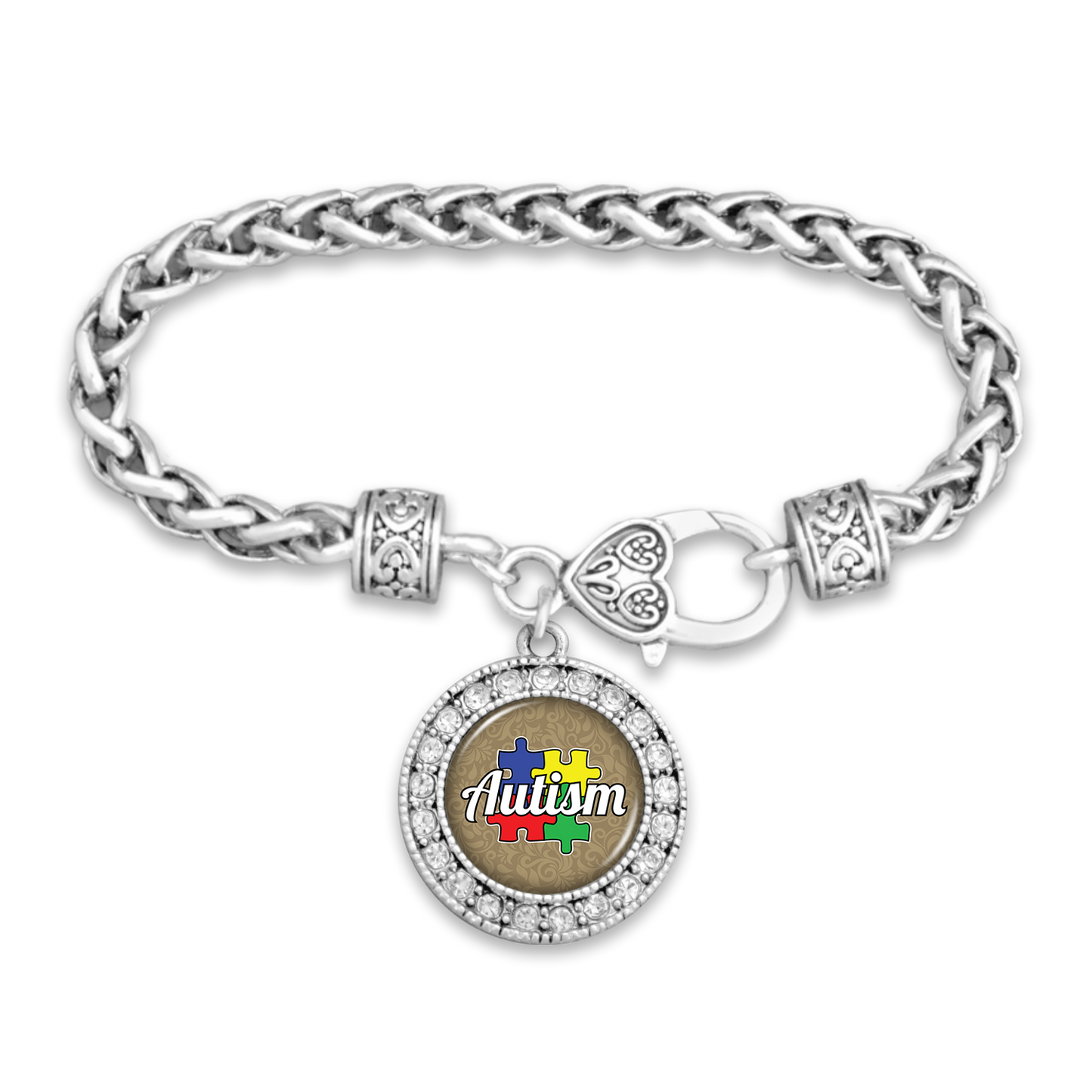 Autism Awareness Puzzle Crystal Clasp Bracelet