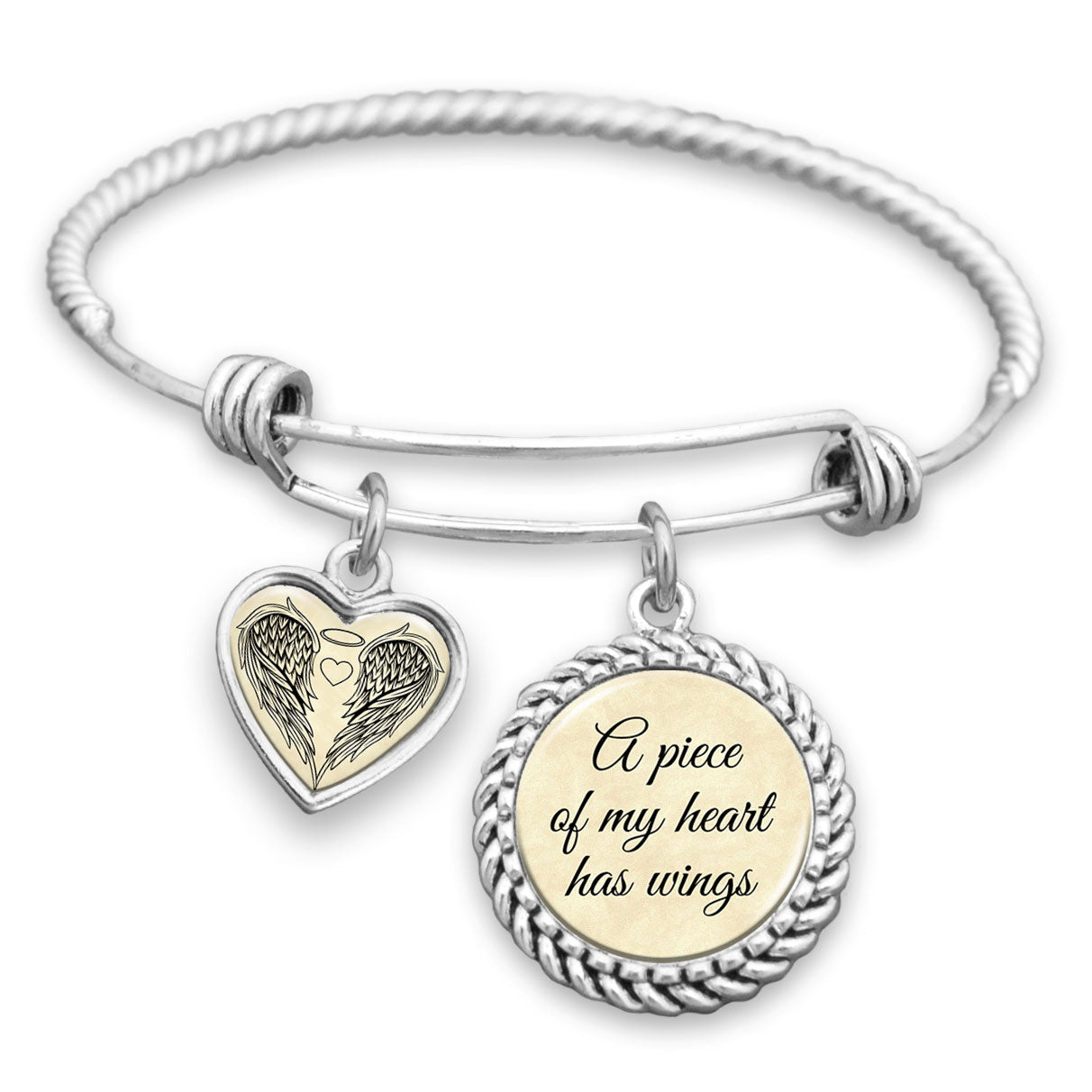 A Piece Of My Heart Has Wings Charm Bracelet