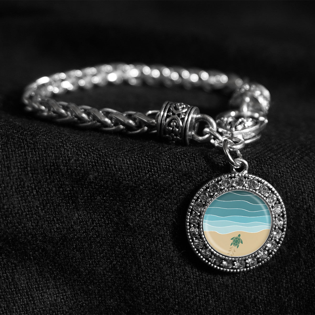 Baby Turtle Almost There Silver Braided Clasp Bracelet