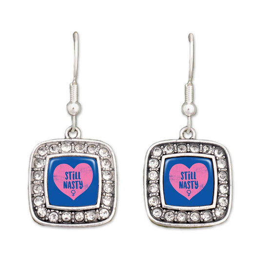 "Still Nasty" Crystal Square Earrings