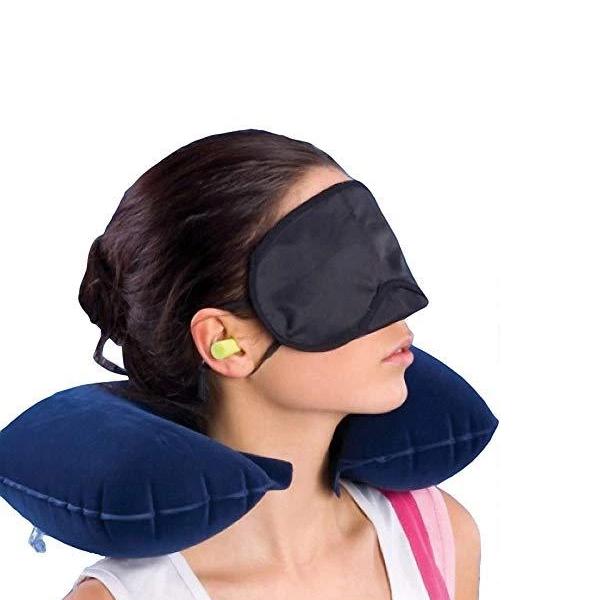 '-3-in-1 Air Travel Kit with Pillow, Ear Buds & Eye Mask