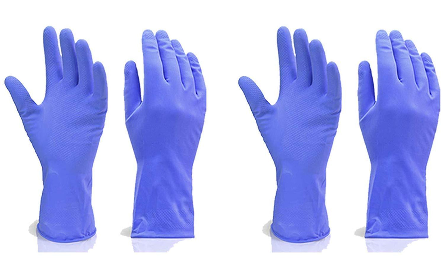 '- Flock line Reusable Rubber Hand Gloves (Blue) - 1pc