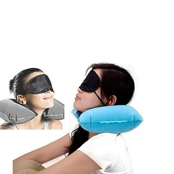 '-3-in-1 Air Travel Kit with Pillow, Ear Buds & Eye Mask