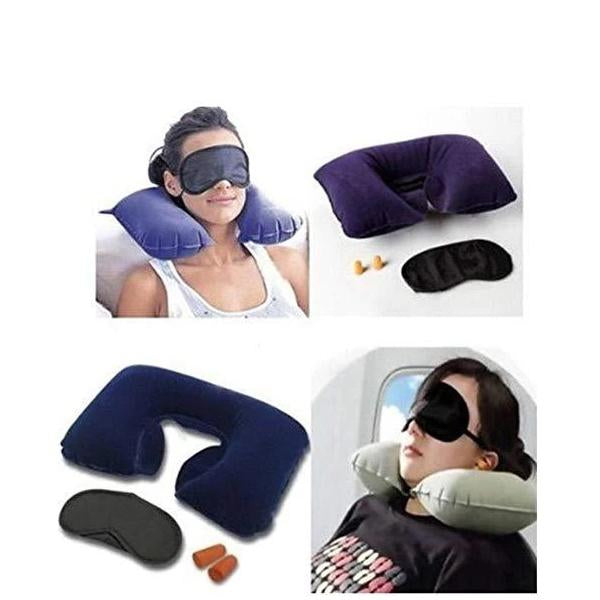 '-3-in-1 Air Travel Kit with Pillow, Ear Buds & Eye Mask