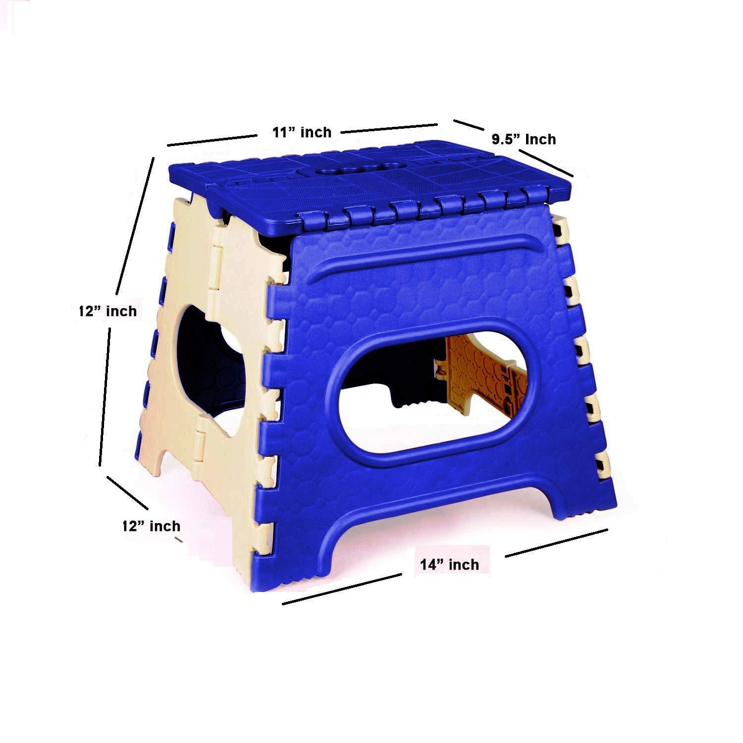 12 Inch Plastic Folding Step Stool for Kids and Adults with Handle (Multicolor)