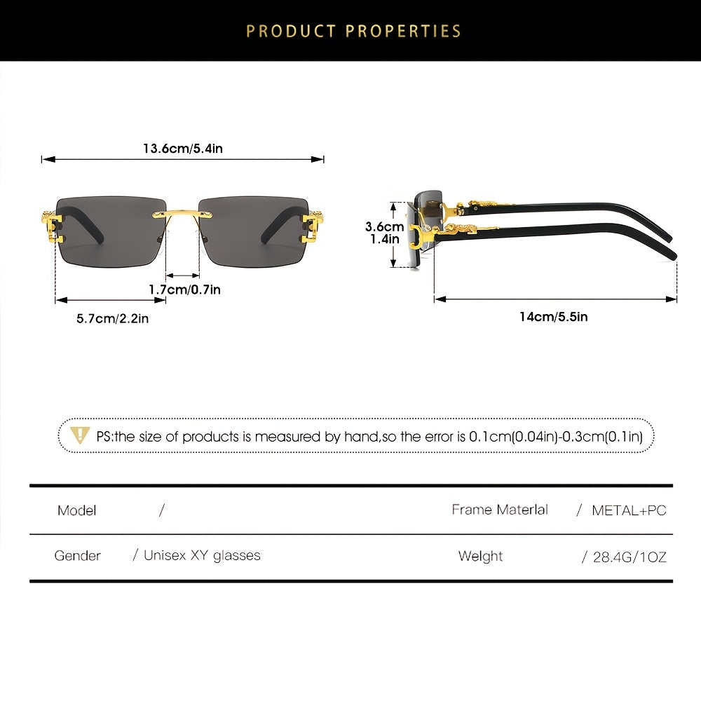 Timeless Retro Square Metal Rimless Glasses – Chic & Versatile Eyewear