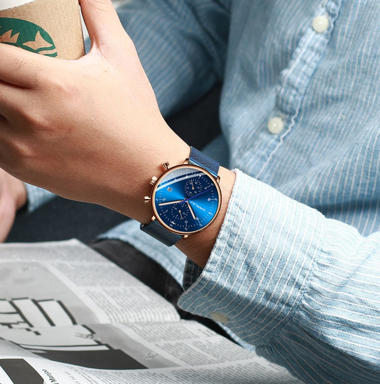 CRRJU Luxury Stainless Steel Quartz calendar watch for men 2278