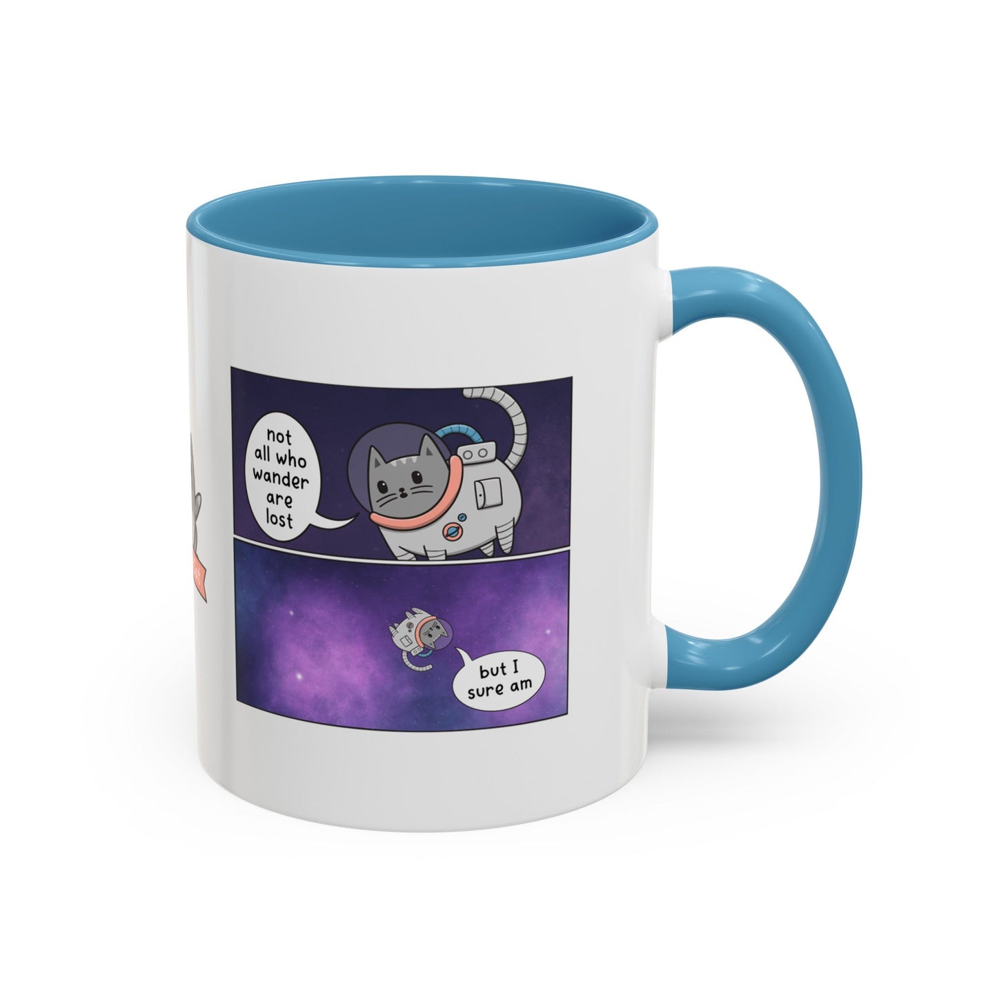 Not All Who Wander Cat Comic Mug