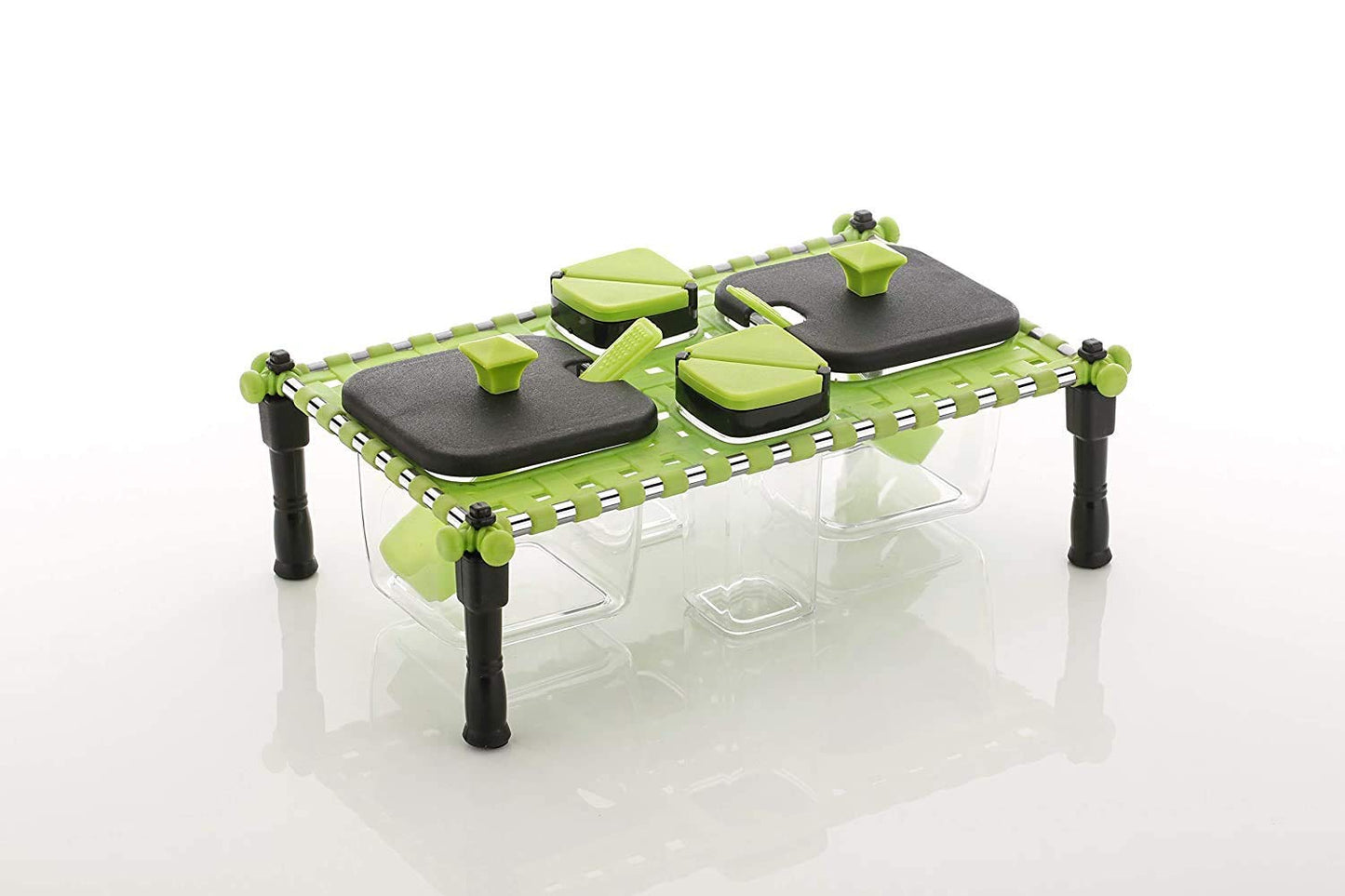 Multipurpose Rajwadi Style Spice & Pickle Jar Set 4 Containers with 2 spoons