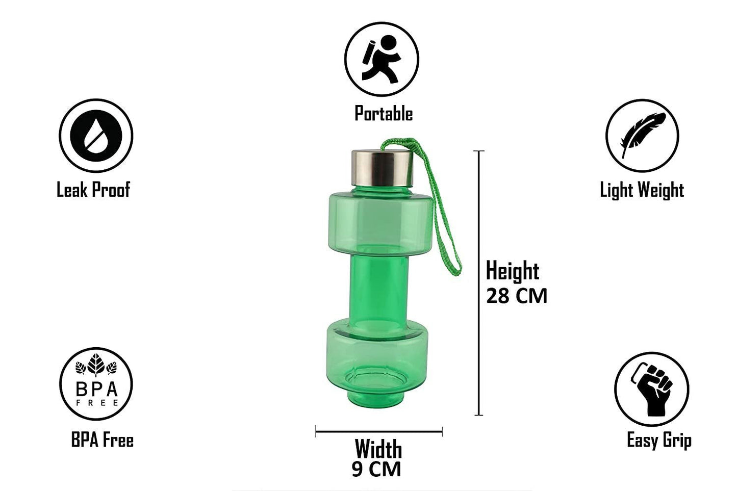 Steel Cap Plastic water Dumbbells Bottle