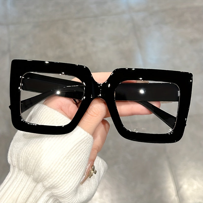 Stylish Large Square Frame Clear Lens Glasses – Fashionable Everyday Spectacles