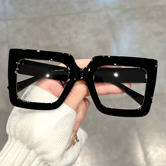 Stylish Large Square Frame Clear Lens Glasses – Fashionable Everyday Spectacles