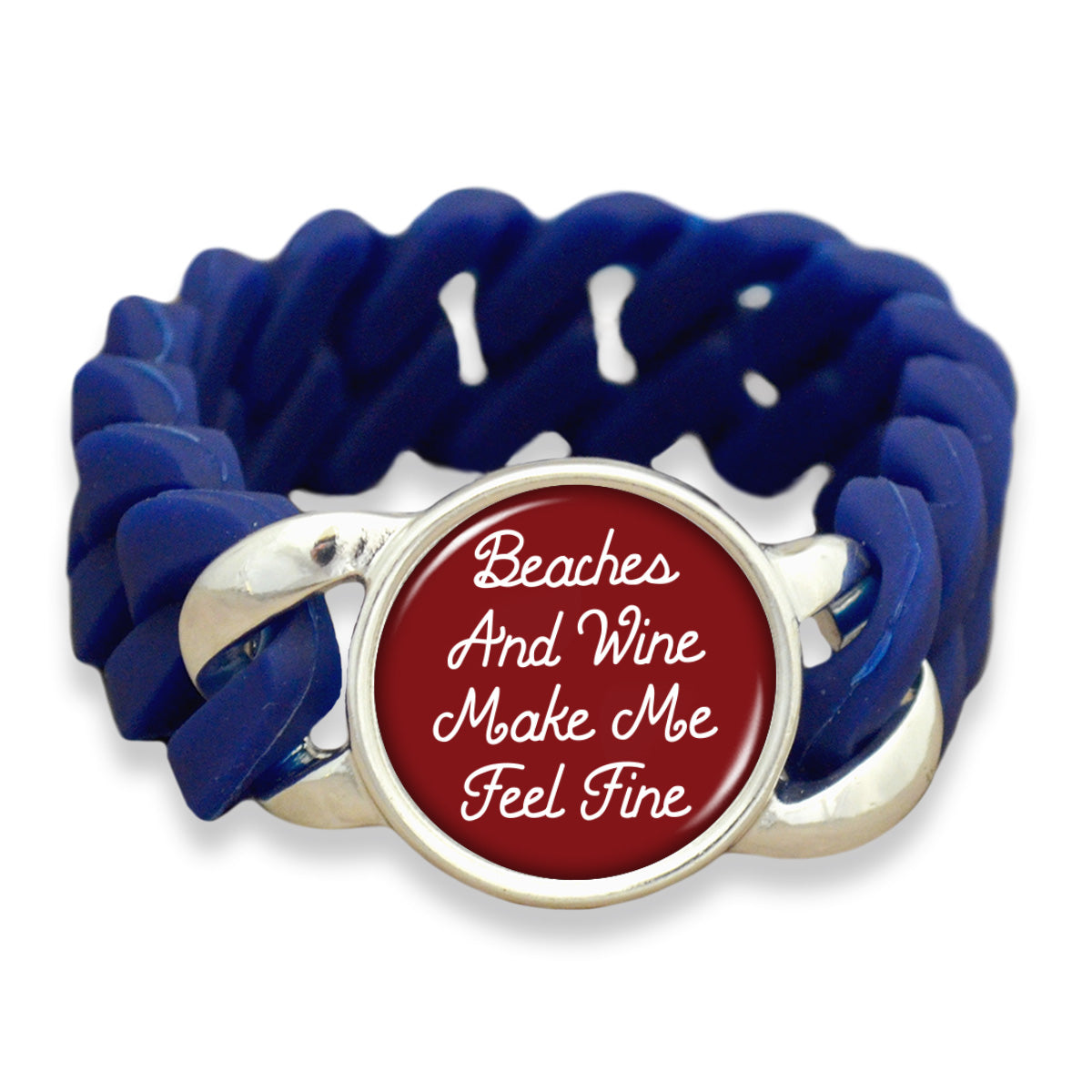 Beaches And Wine Make Me Feel Fine Colored Silicone Stretch Bracelet