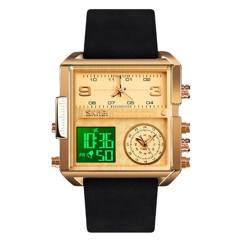 Skmei square 3 time Analog Digital 41mm dial watch for Men 1584 Original