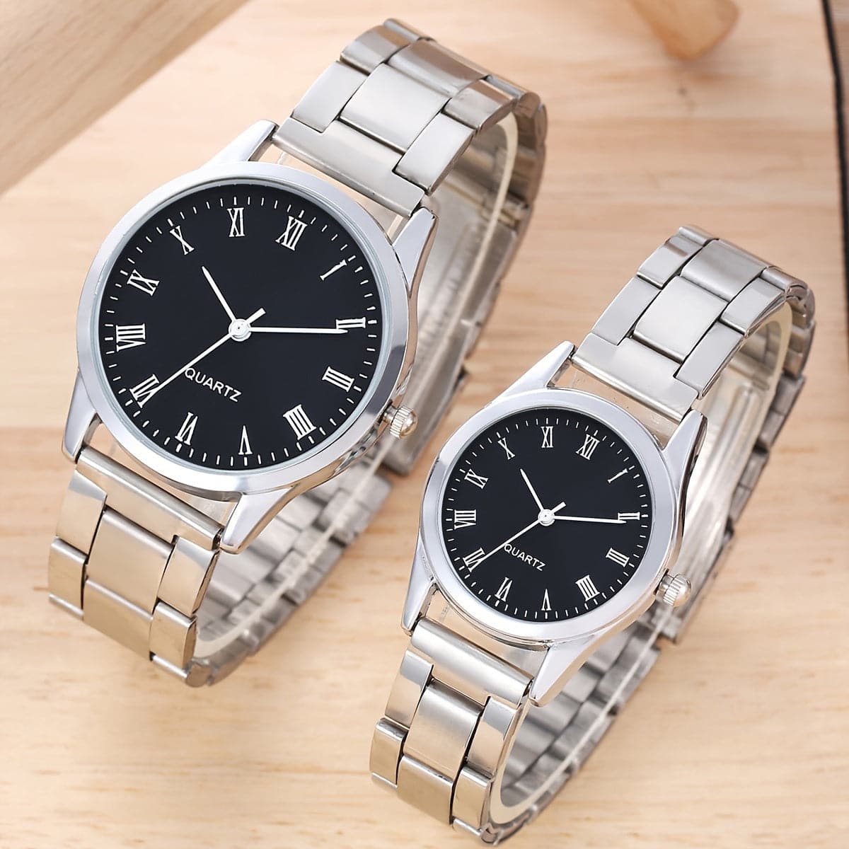 Couple's Quartz Watch Set – Business & Leisure Analog Steel Band