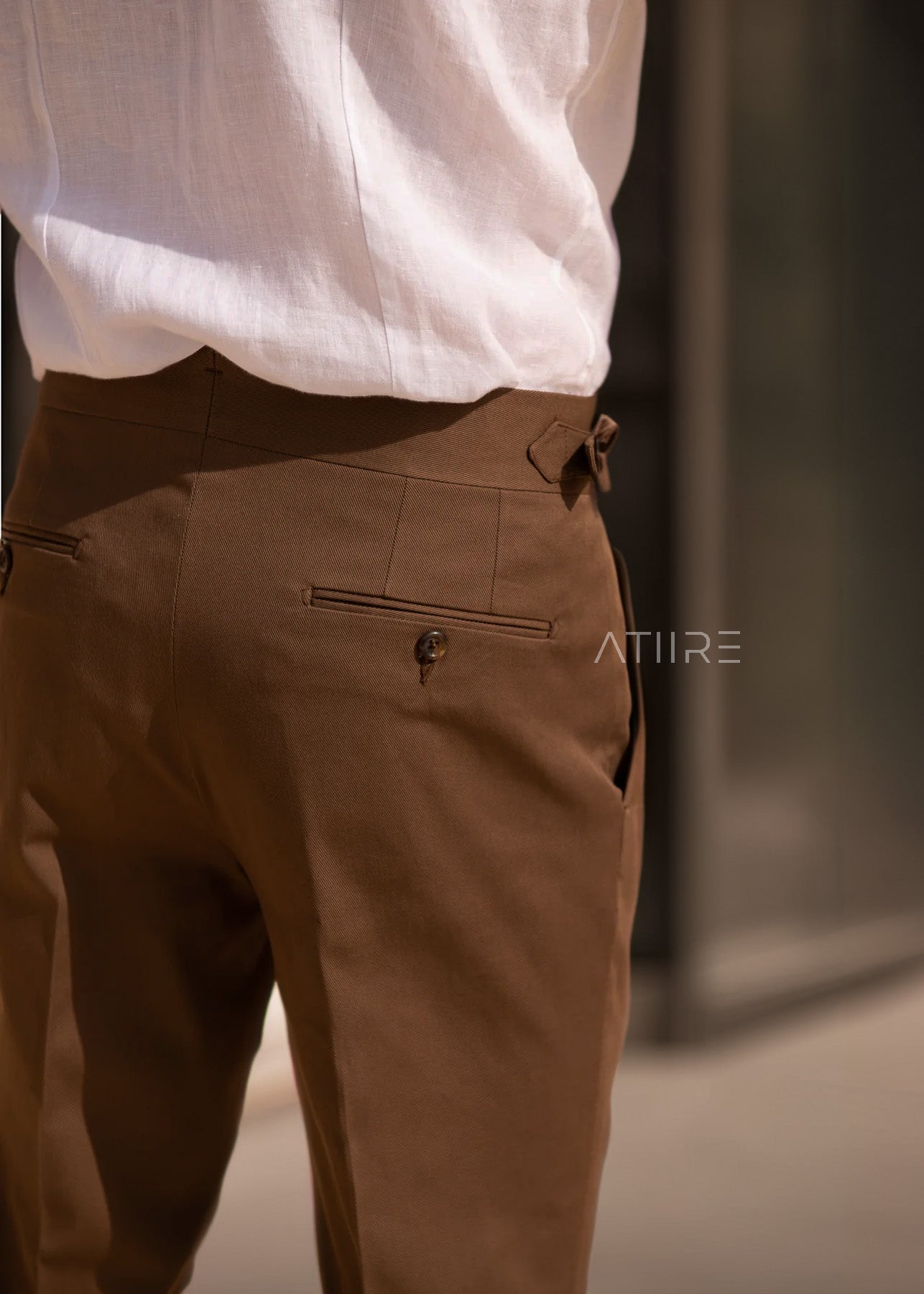 WOOD BROWN SIGNATURE BUTTONED GURKHA PANTS BY ATIIRE