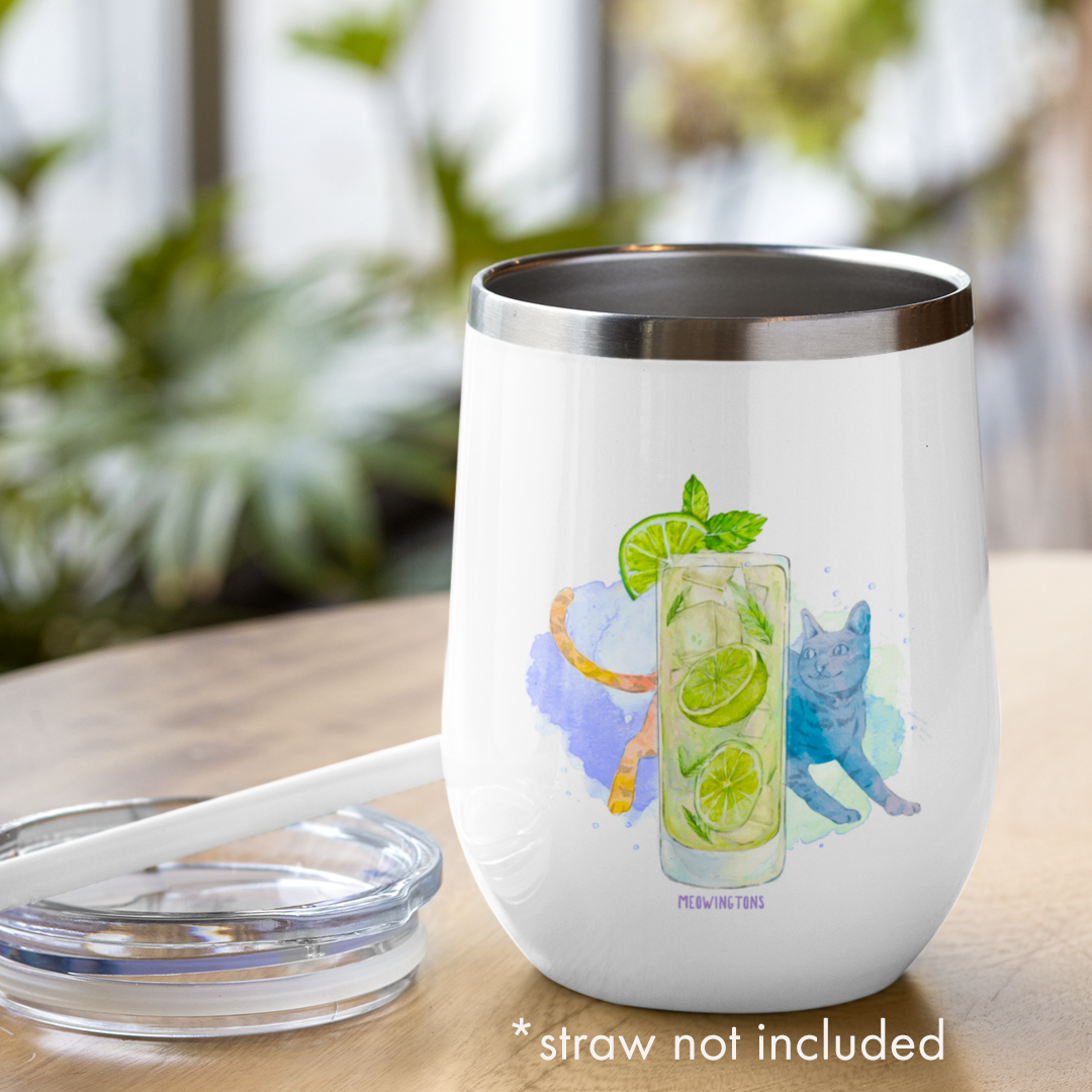 Cats and Cocktails Mojito Wine Tumbler