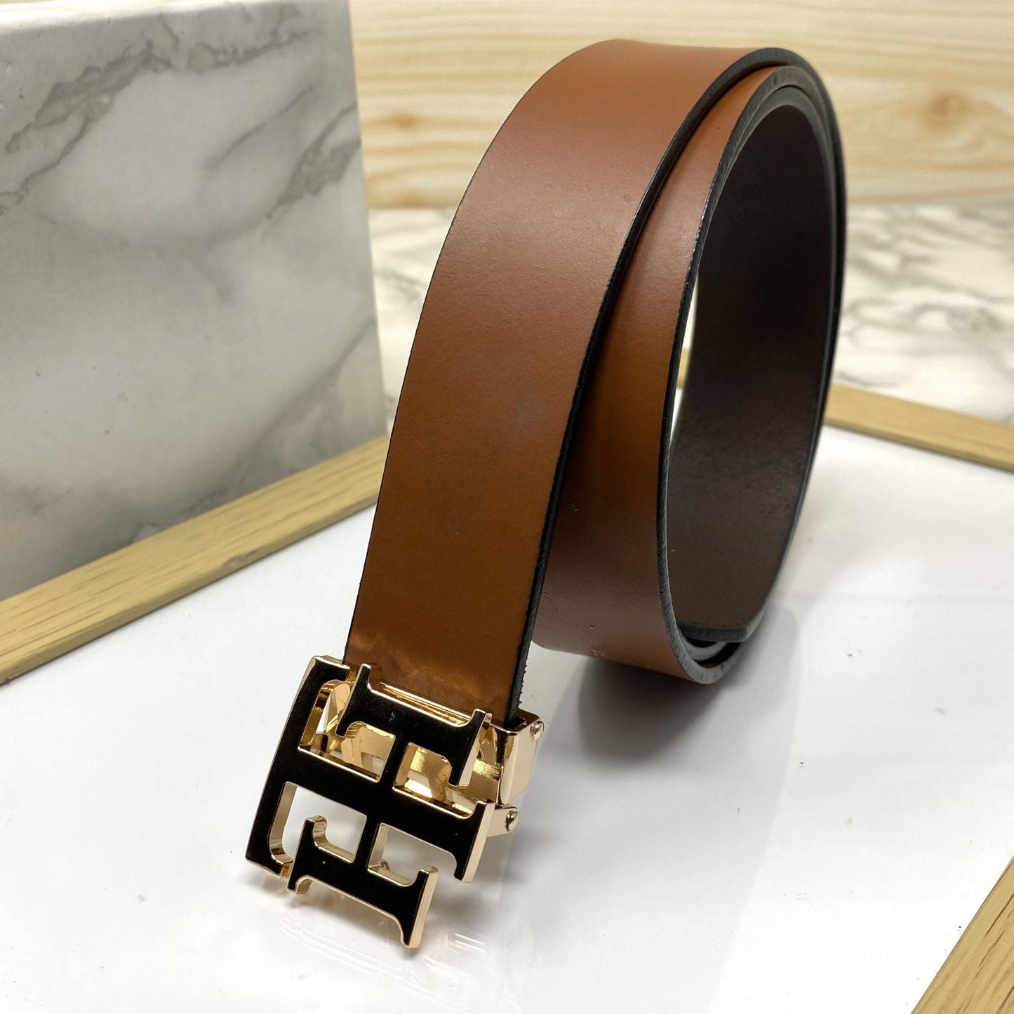 TH Pattern Leather Strap Belt-SunglassesCraft