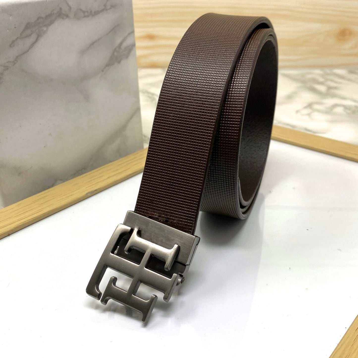 TH Pattern Leather Strap Belt-SunglassesCraft