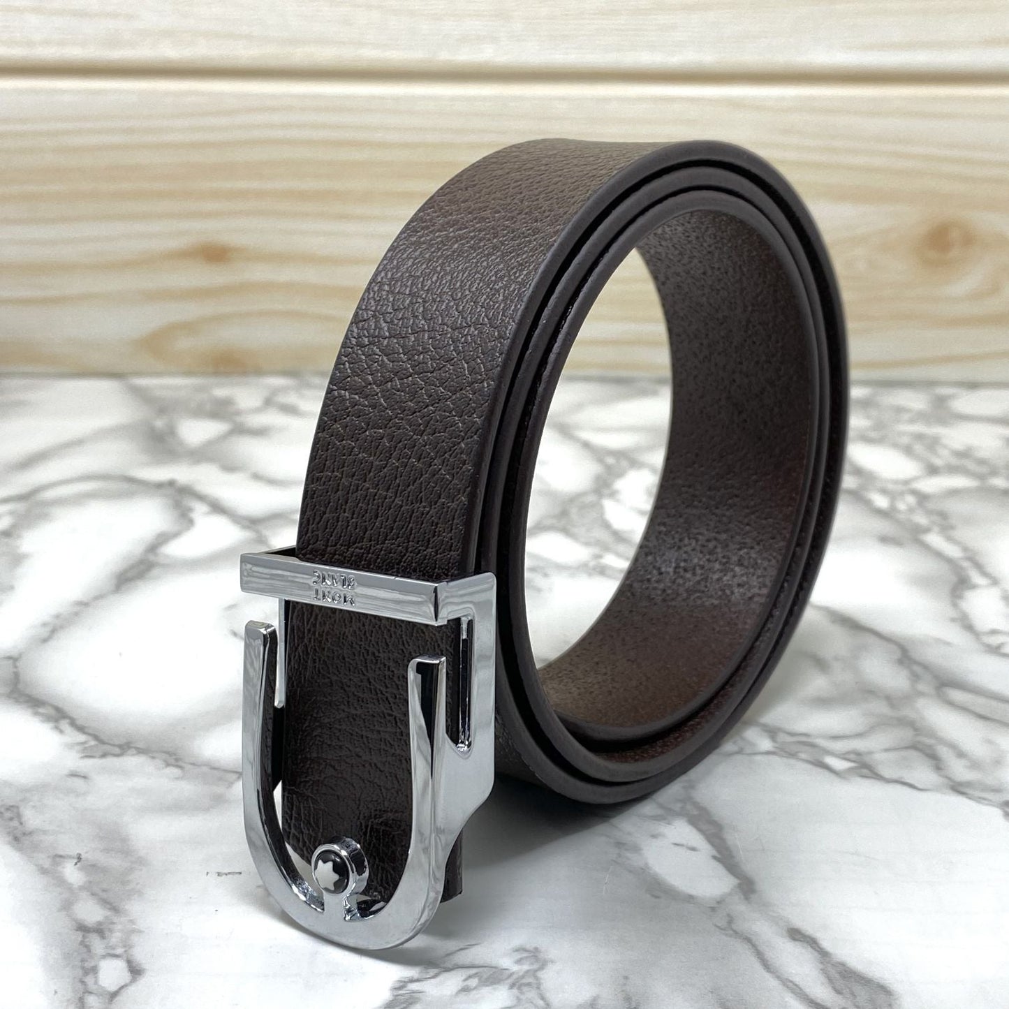 U-Shape Signature Formal Leather Strap Belt-SunglassesCraft