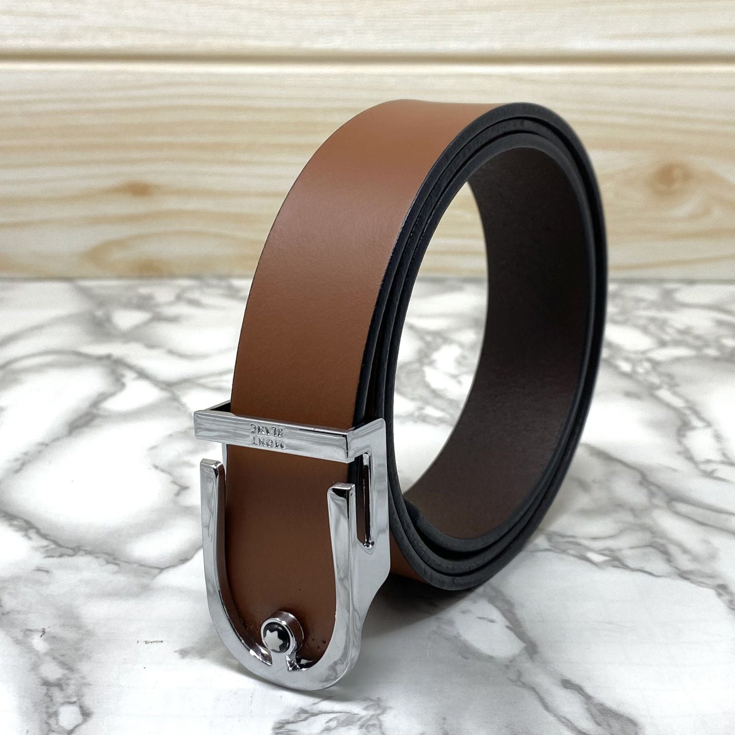U-Shape Signature Formal Leather Strap Belt-SunglassesCraft