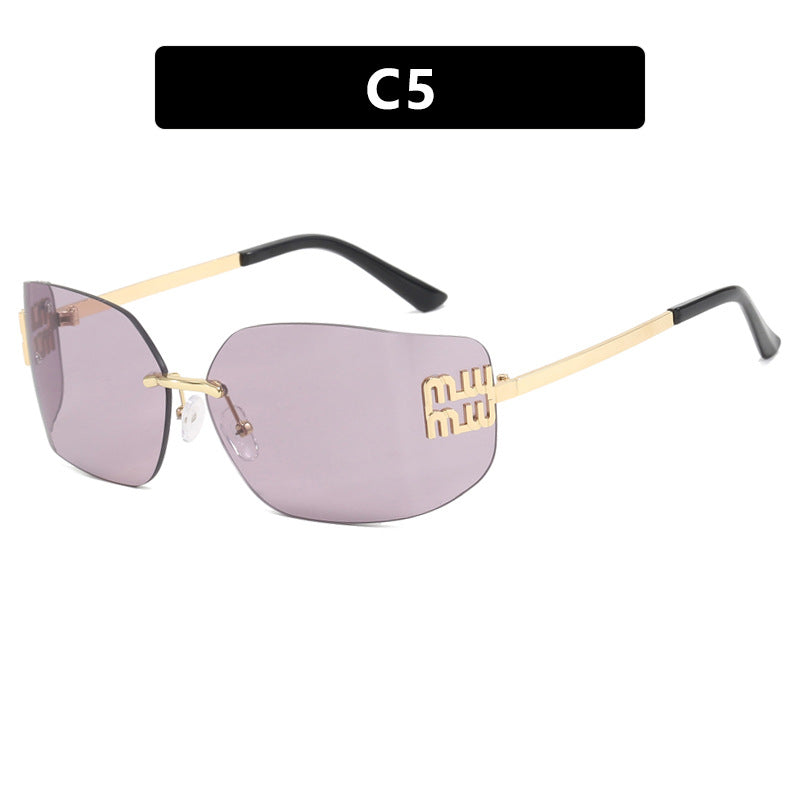 Women's Street Style Frameless Slim Sunglasses – Retro Gold Frame