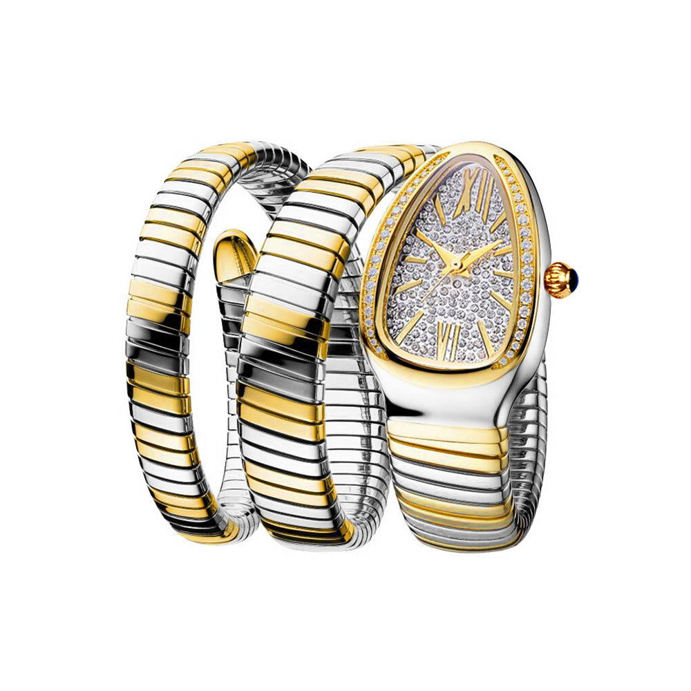 Unique Snake-Shaped Women's Watch – Stylish Stainless Steel Strap
