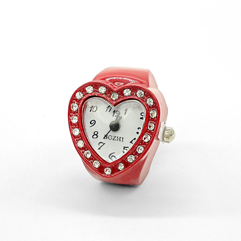 Women's Heart-Shaped Ring Watch – Accent Quartz Finger Watch