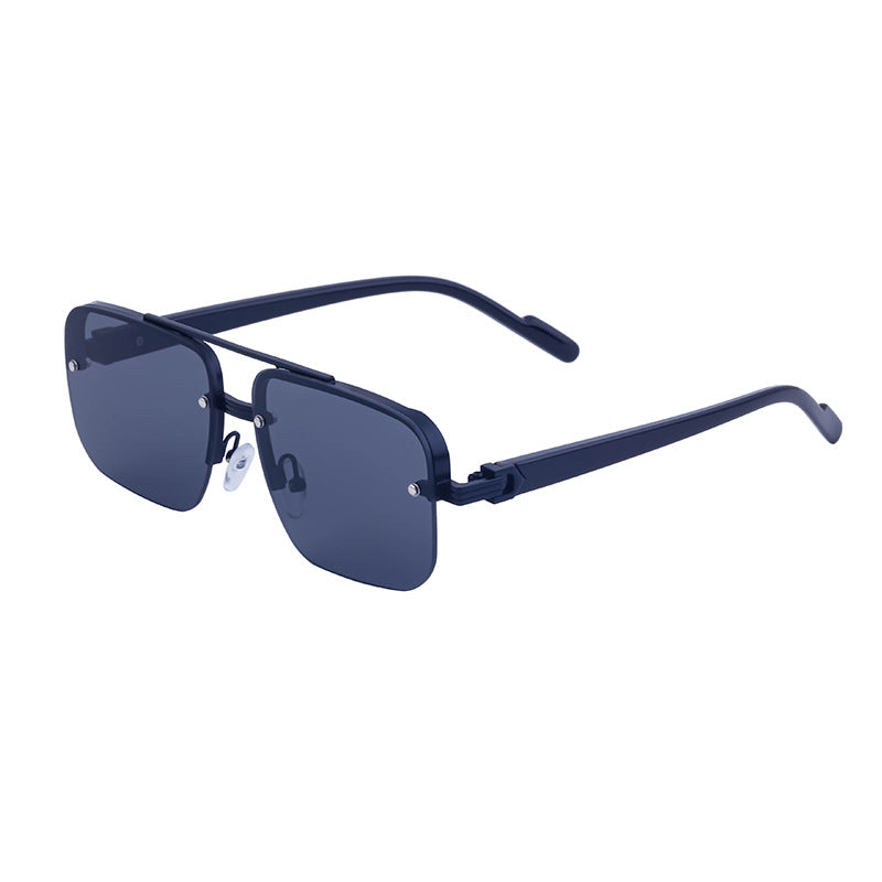 Trendy Half-Frame Cut-Edge Sunglasses – High-End UV Protection Shades