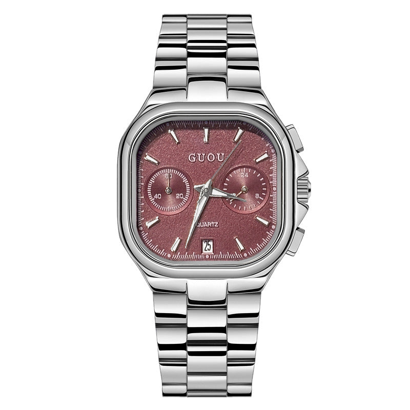 Stylish Square Quartz Watch with Calendar for Women