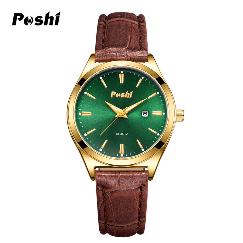 Unisex Fashion Dual Calendar Quartz Watches – Luminous Dial, Leather Strap