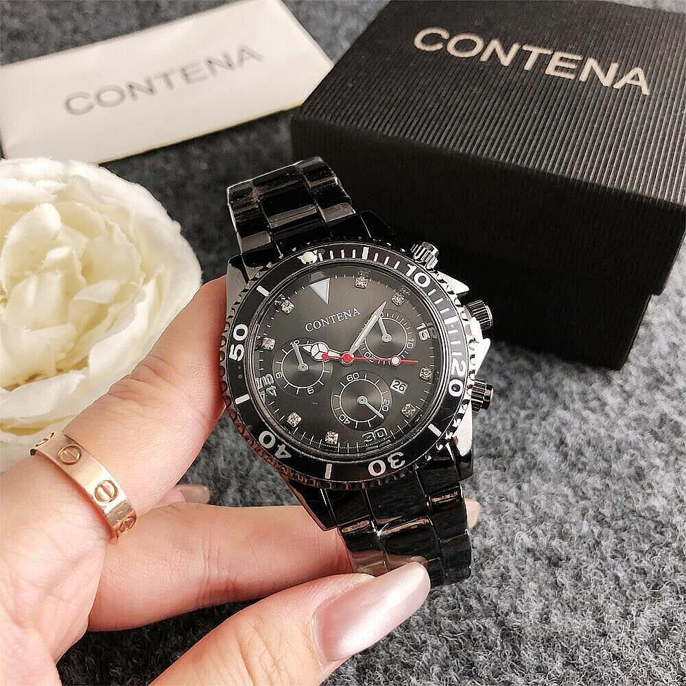 Unisex Three-Eye Quartz Watch with Steel Strap