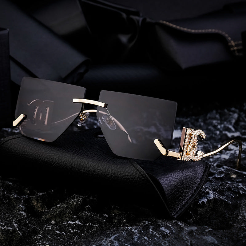 Trendy Frameless Sunglasses for Women – Stylish Geometric Temples & UV Protection