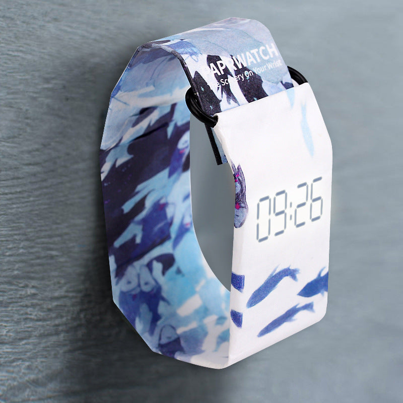 Trendy Paper Watch for Boys – Lightweight Digital Student Gift | Creative Design