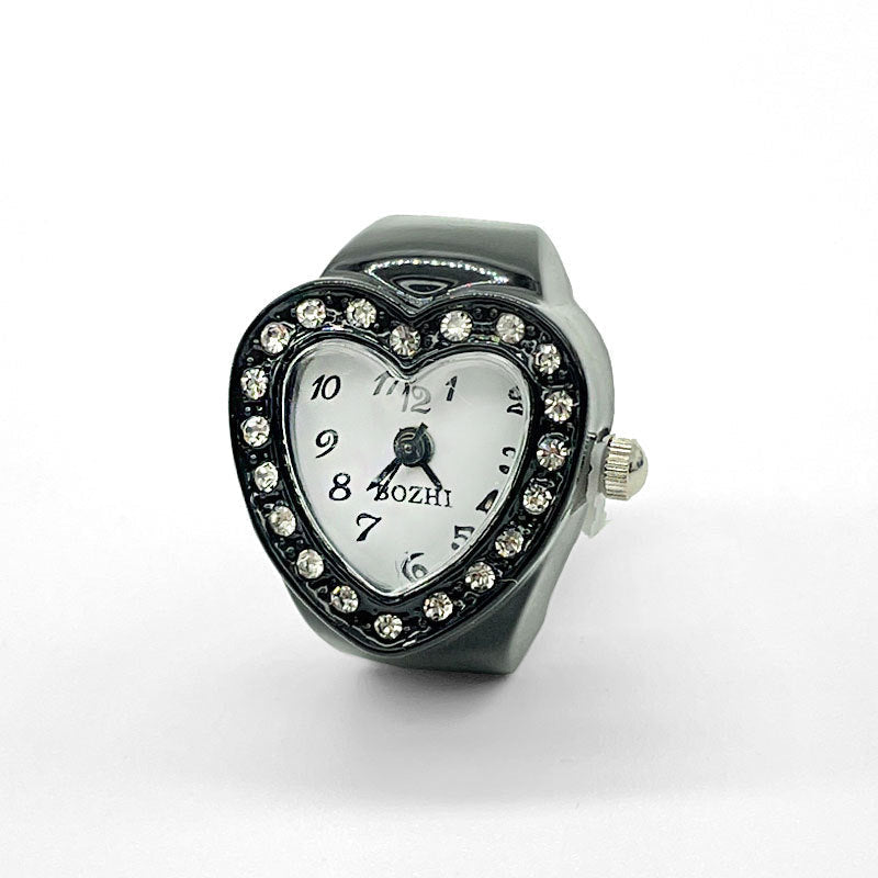 Women's Heart-Shaped Ring Watch – Accent Quartz Finger Watch
