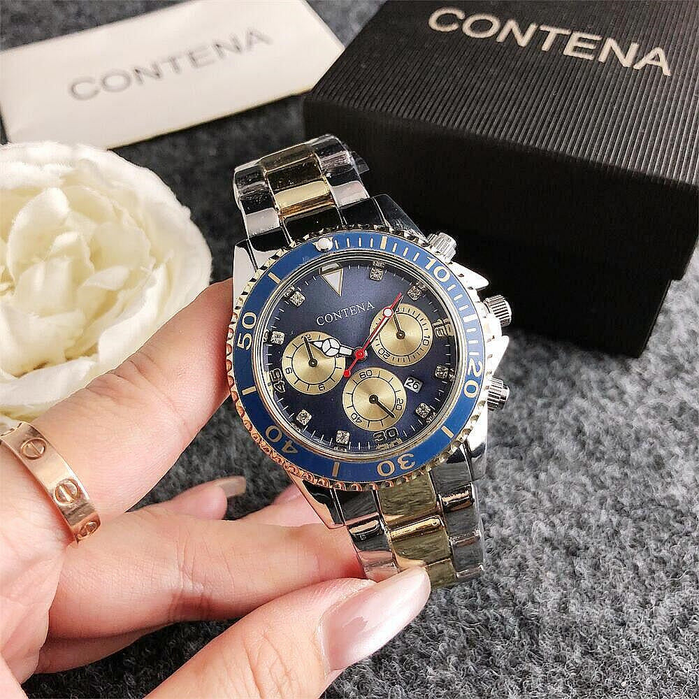 Unisex Three-Eye Quartz Watch with Steel Strap