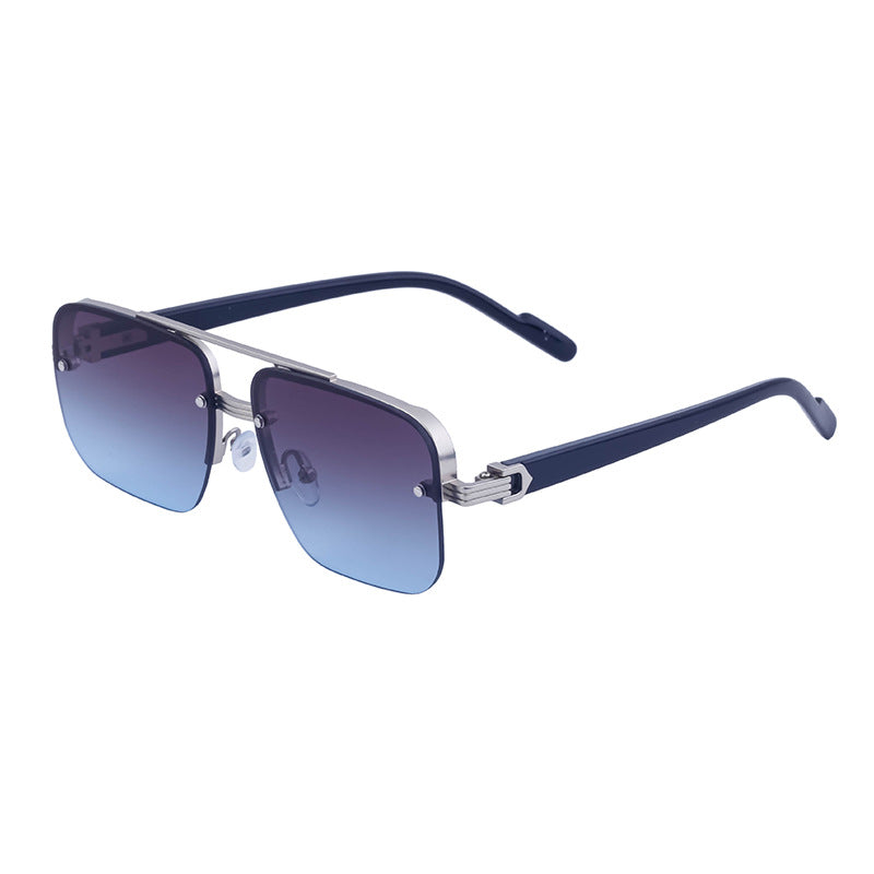 Trendy Half-Frame Cut-Edge Sunglasses – High-End UV Protection Shades