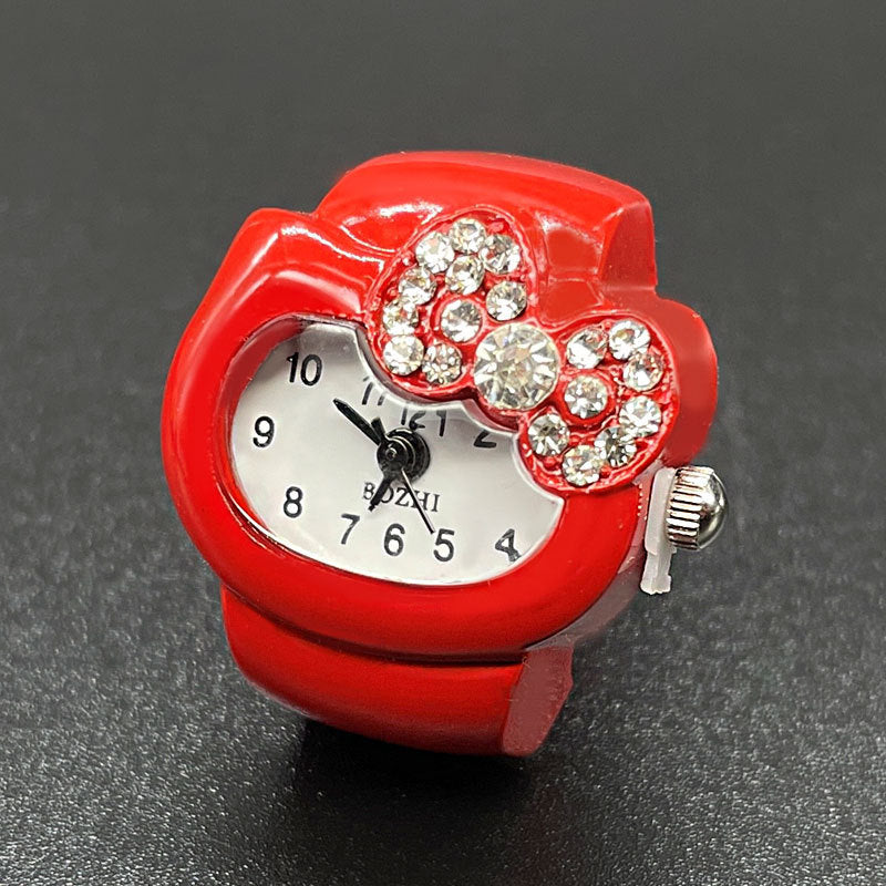 Women's Diamond Ring Watch – Elegant Quartz Finger Watch