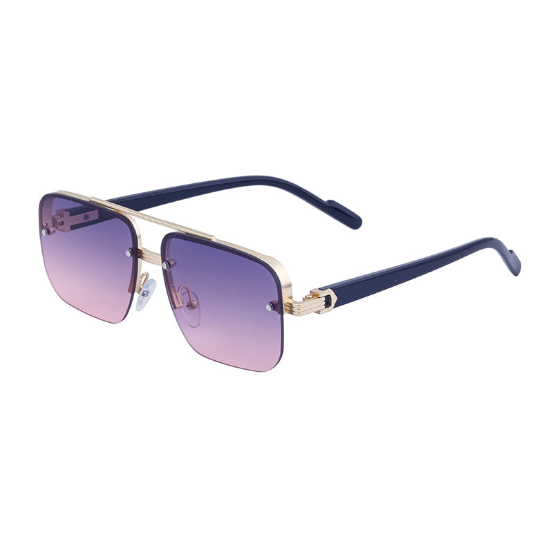 Trendy Half-Frame Cut-Edge Sunglasses – High-End UV Protection Shades