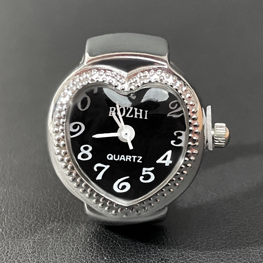 Heart-Shaped Ring Watch – Trendy Quartz Unisex Finger Watch