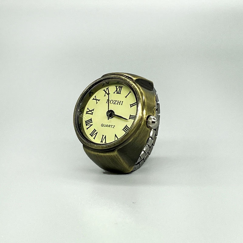 Vintage Unisex Roman Numeral Ring Watch – Mini Quartz Finger Watch