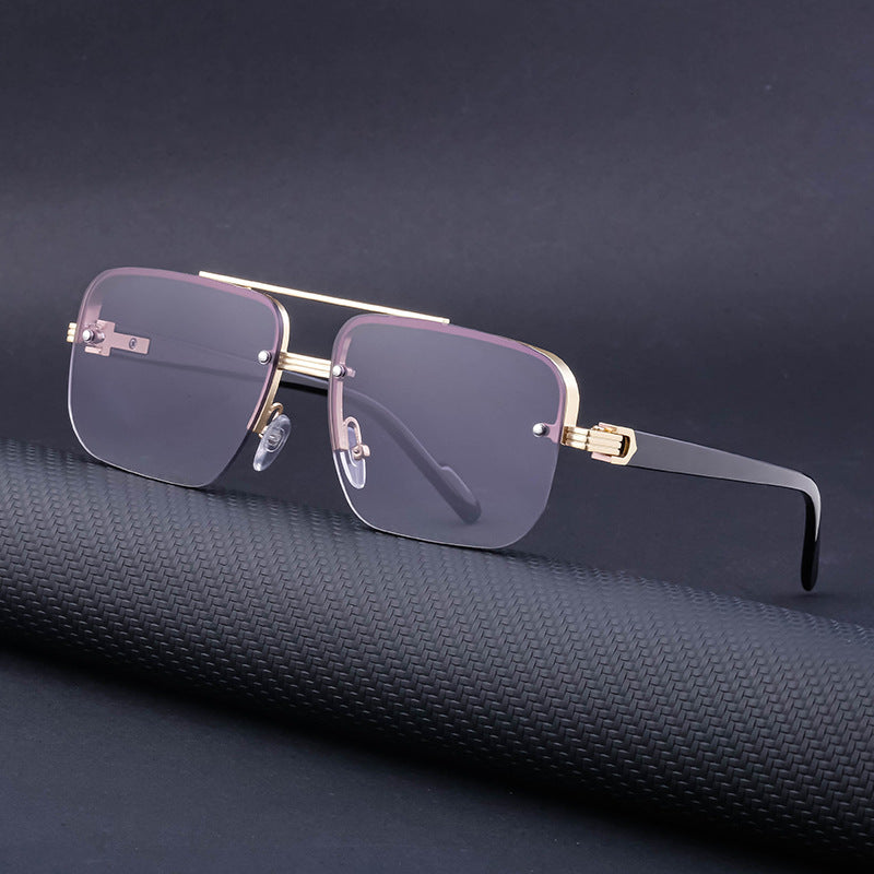 Trendy Half-Frame Cut-Edge Sunglasses – High-End UV Protection Shades
