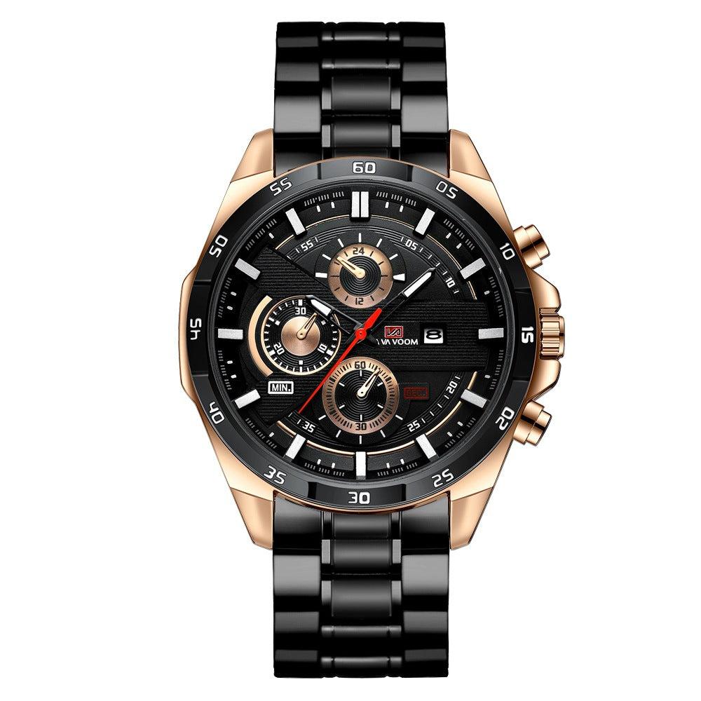 VA VA VOOM Va-216 Leather and Steel Strap Chronograph watch For Men