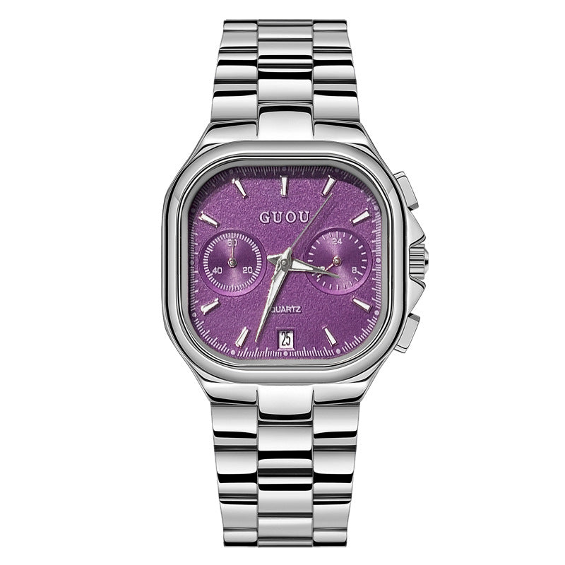 Stylish Square Quartz Watch with Calendar for Women