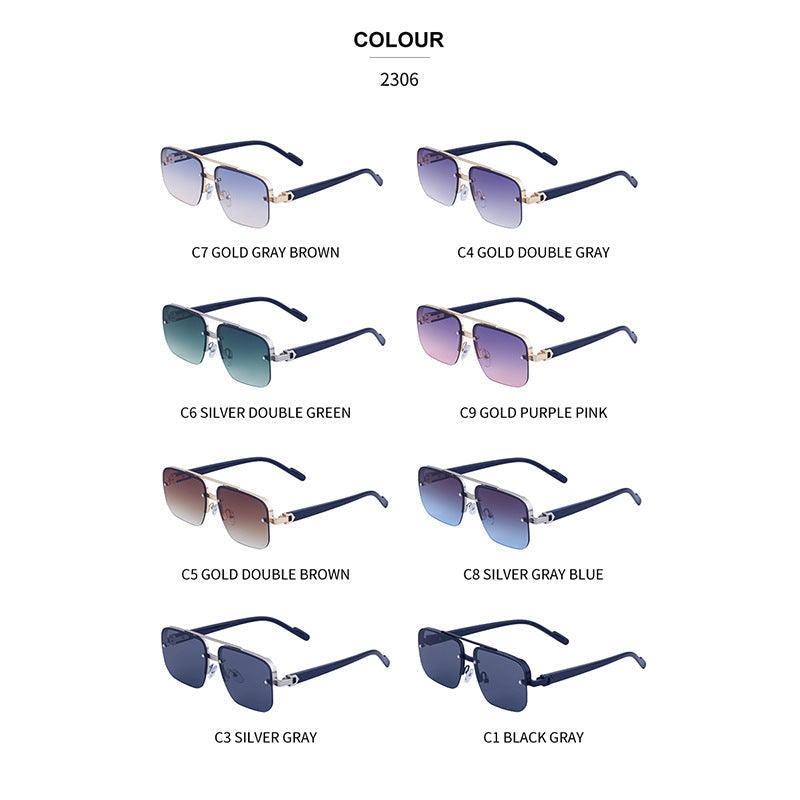 Trendy Half-Frame Cut-Edge Sunglasses – High-End UV Protection Shades